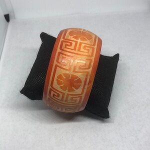 VINTAGE artisan wooden hand carved boho style bracelet statement